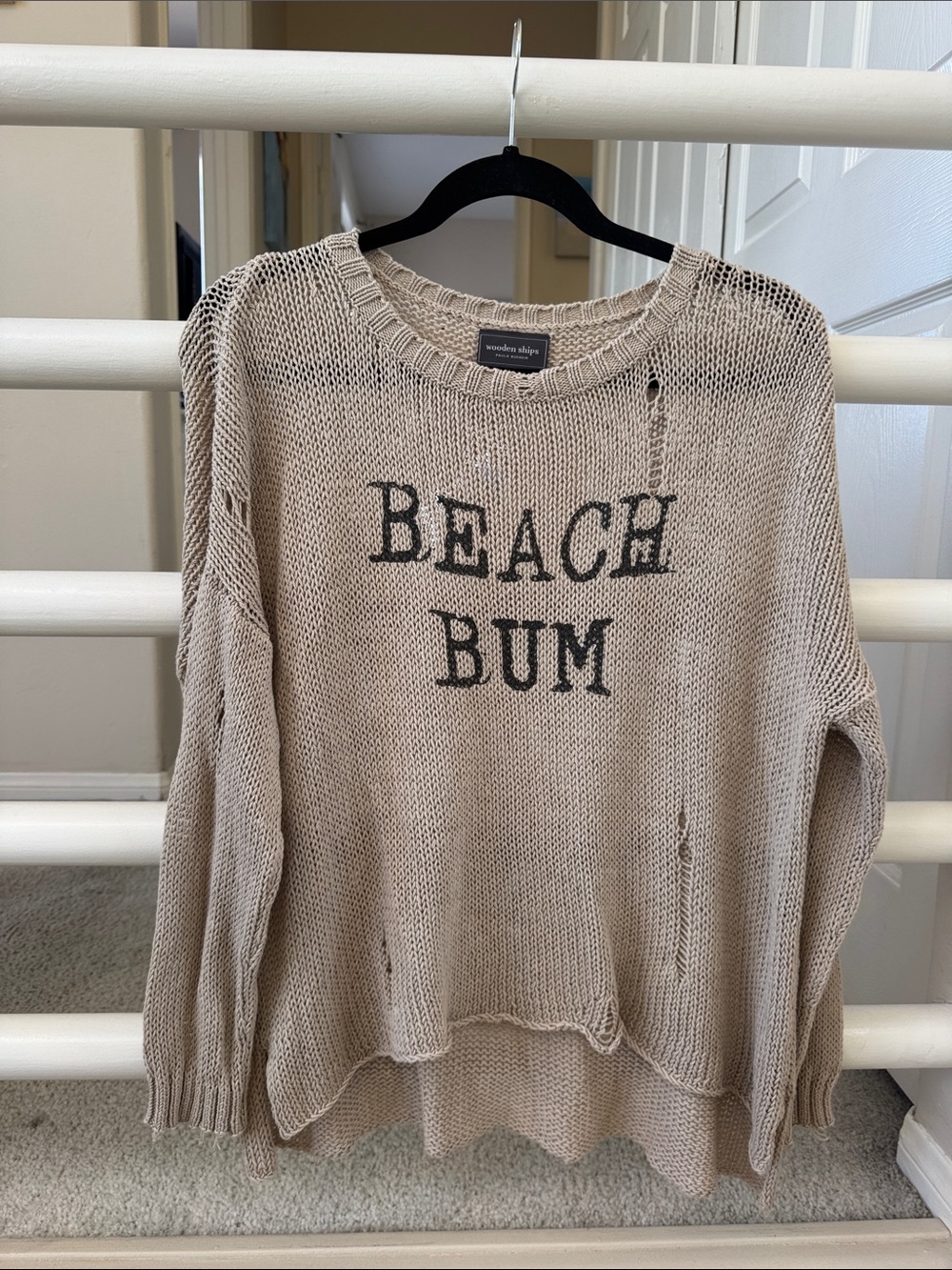 Wooden Ships Cream 'BEACH BUM' Lightweight Knit Crew Sweater